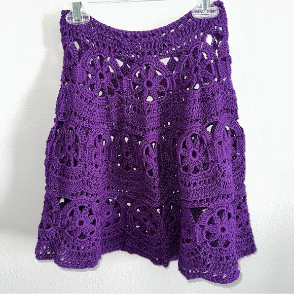 Elegant Purple Crochet Shoulder Wrap Poncho OS - Picture 7 of 7
